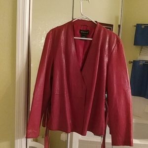 Red leather jacket